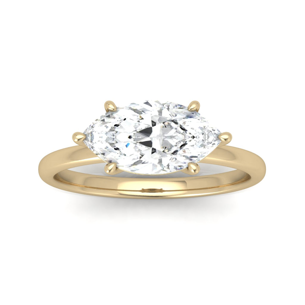 Classic East-West Solitaire Engagement Ring - Marquise