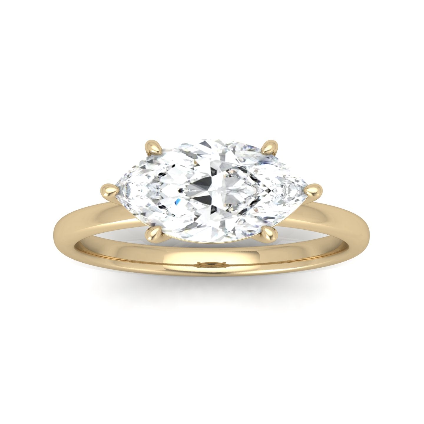 Classic East-West Solitaire Engagement Ring - Marquise