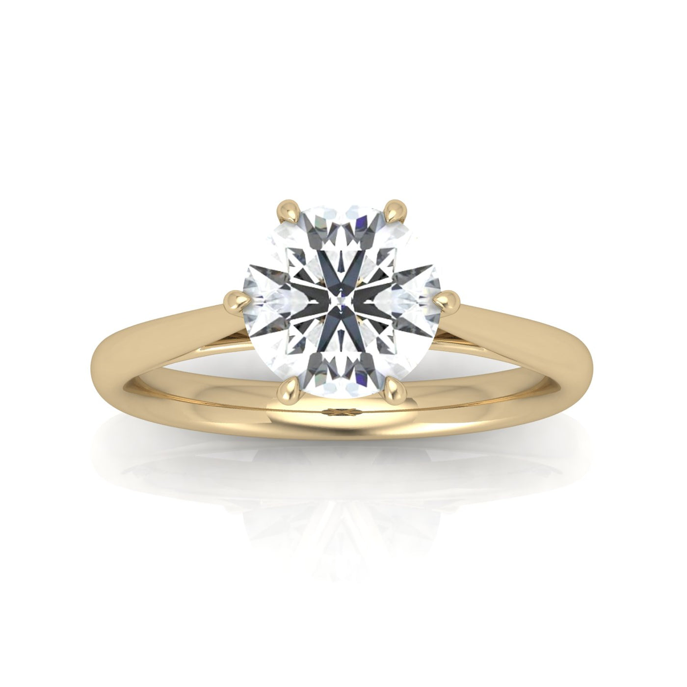 Round Diamond Six Prong Cathedral Solitaire Ring