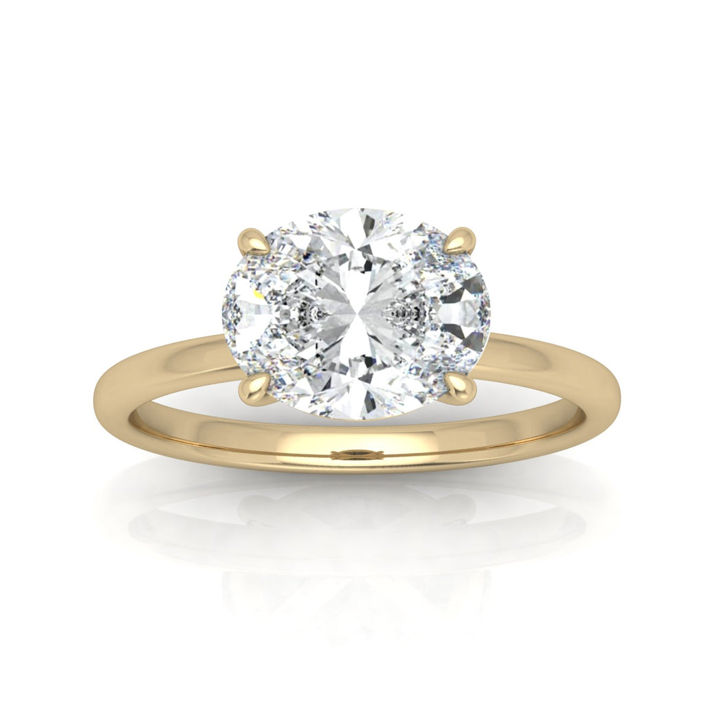 Classic East-West Solitaire Engagement Ring - Oval