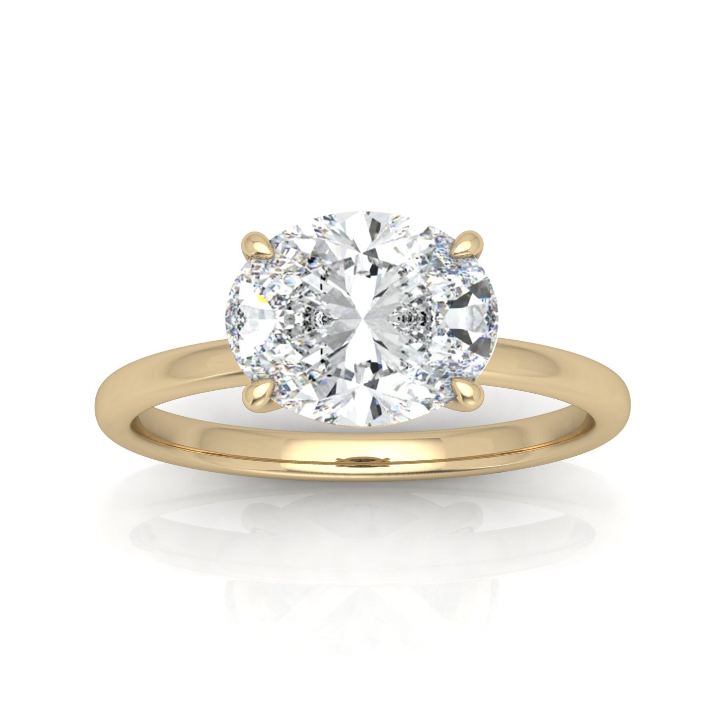 Classic East-West Solitaire Engagement Ring - Oval