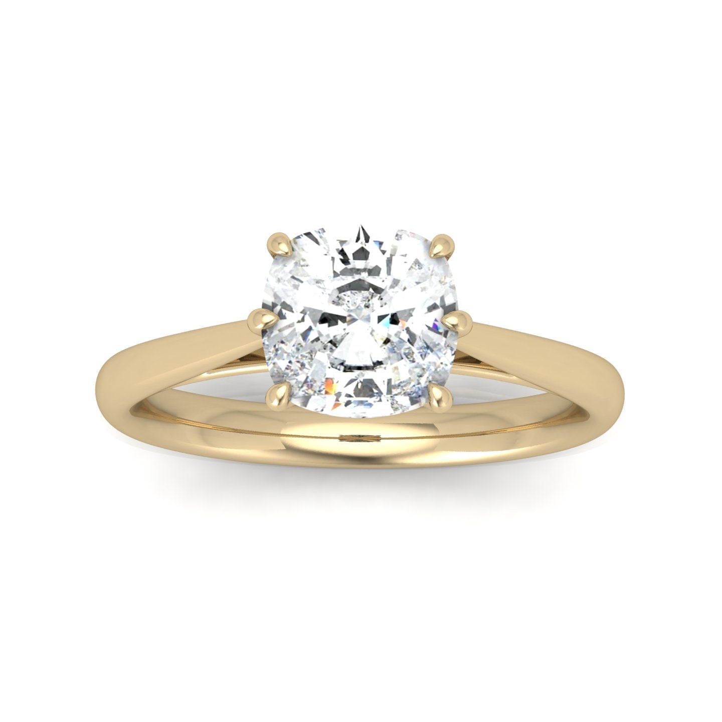 Cushion Diamond Cathedral Solitaire Ring