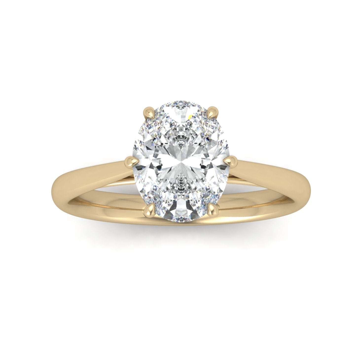 Oval Diamond Cathedral Solitaire Ring
