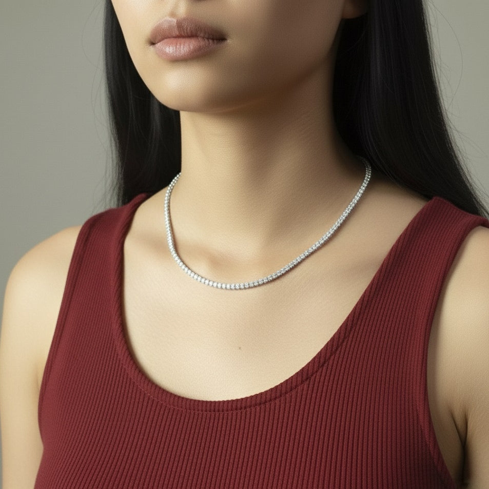 Lab Diamond Tennis Necklace 12.00ct D/VVS Quality in 9K Gold