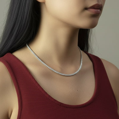 Lab Diamond Tennis Necklace 12.00ct D/VVS Quality in 9K Gold