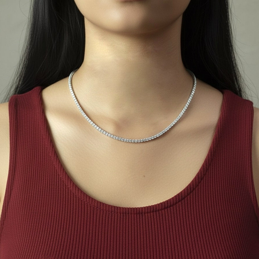 Clearance ! 14.50ct D/VVS Lab Diamond Tennis Necklace in 9K White Gold