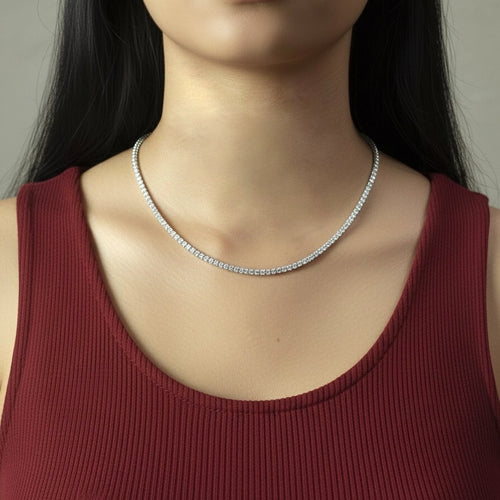 14.50ct D/VVS Lab Diamond Tennis Necklace in 9K White Gold