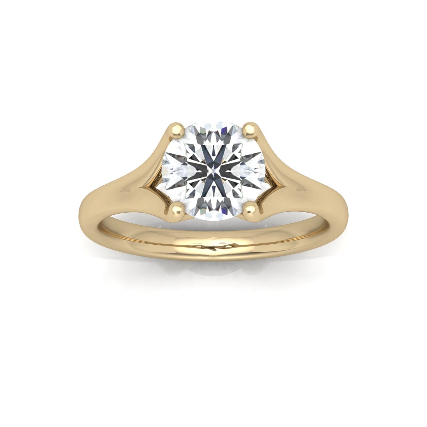 Round Diamond Split Shank Solitaire Engagement Ring