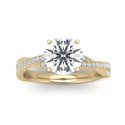 Vine Round Diamond Twisted Engagement Ring