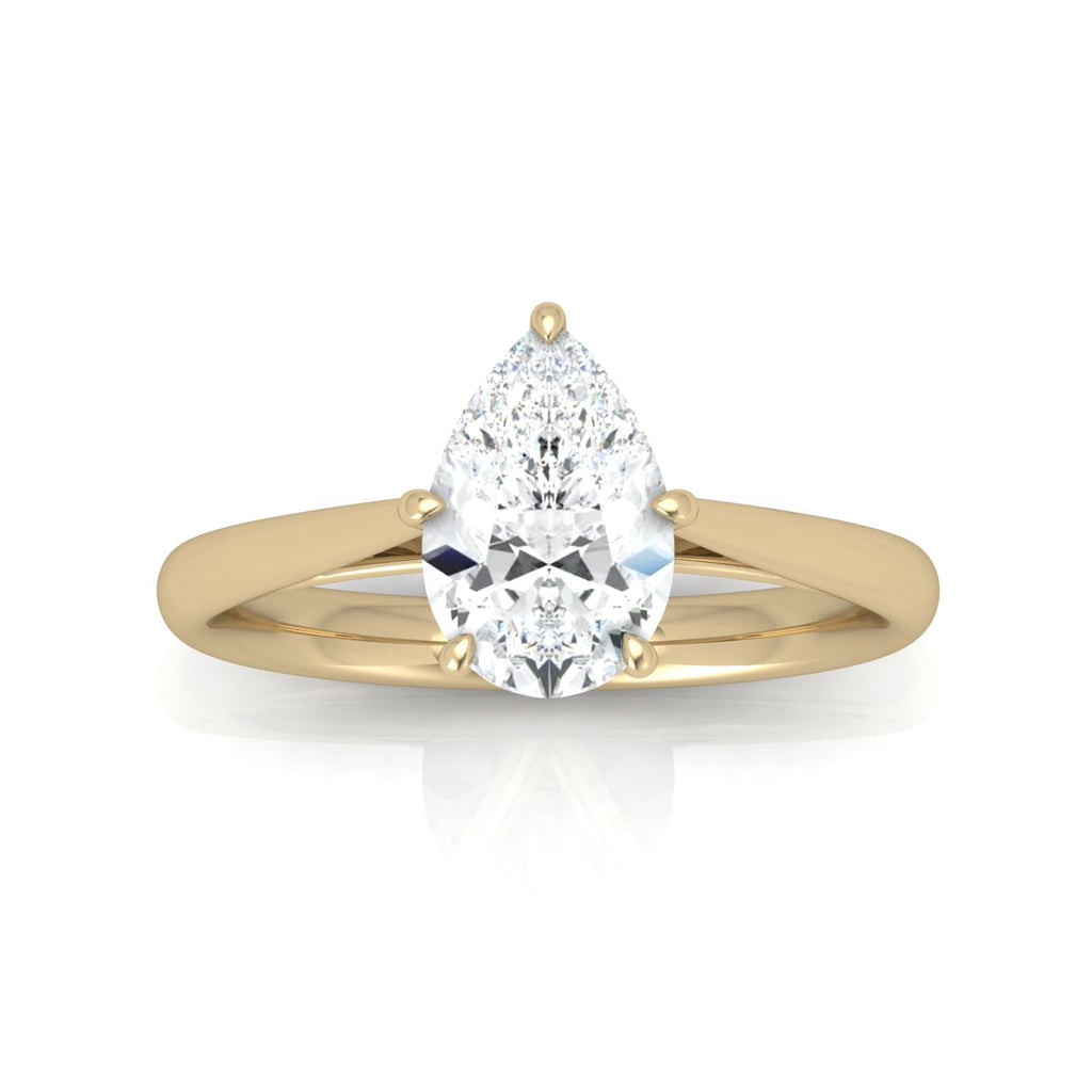 Pear Diamond Cathedral Solitaire Ring
