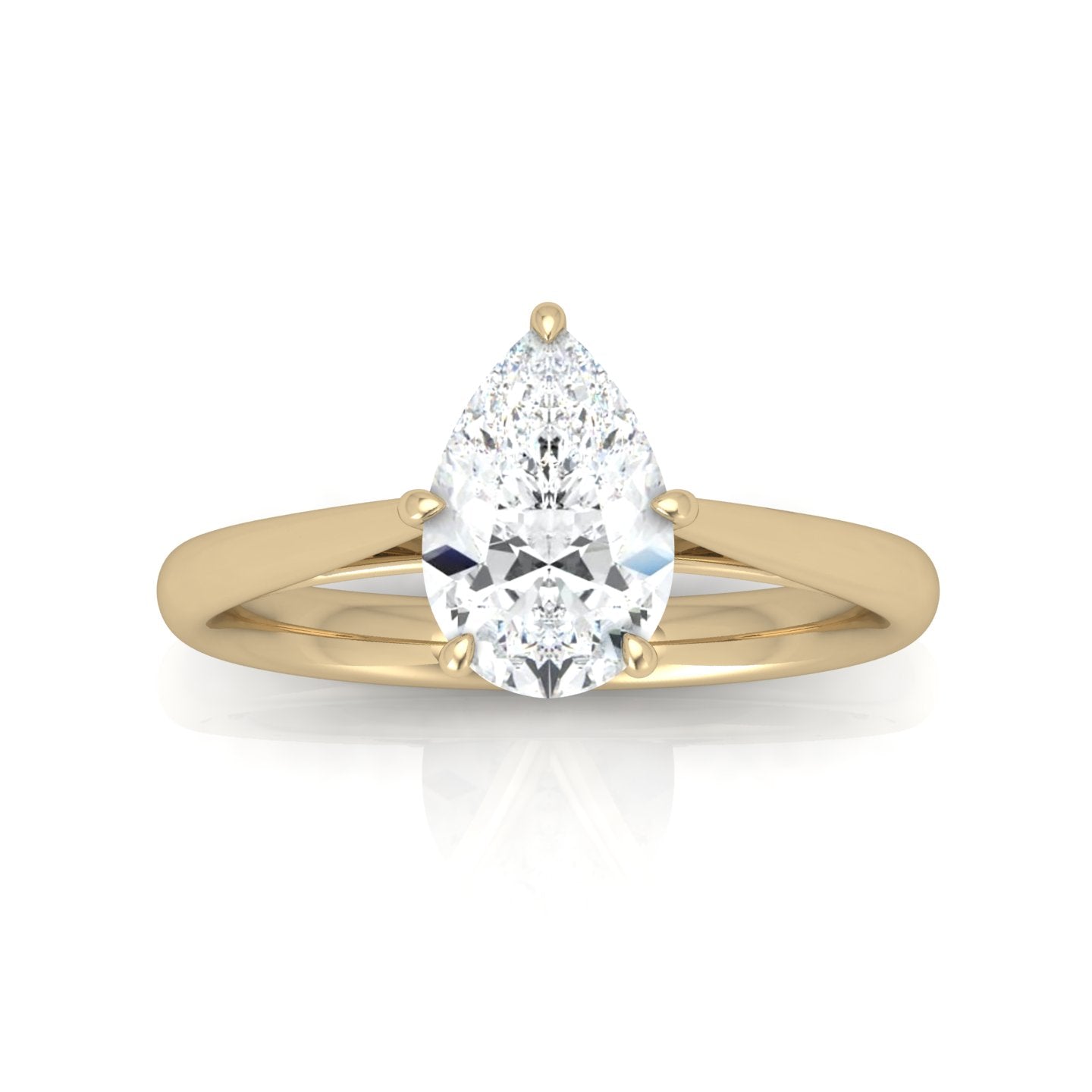 Pear Diamond Cathedral Solitaire Ring