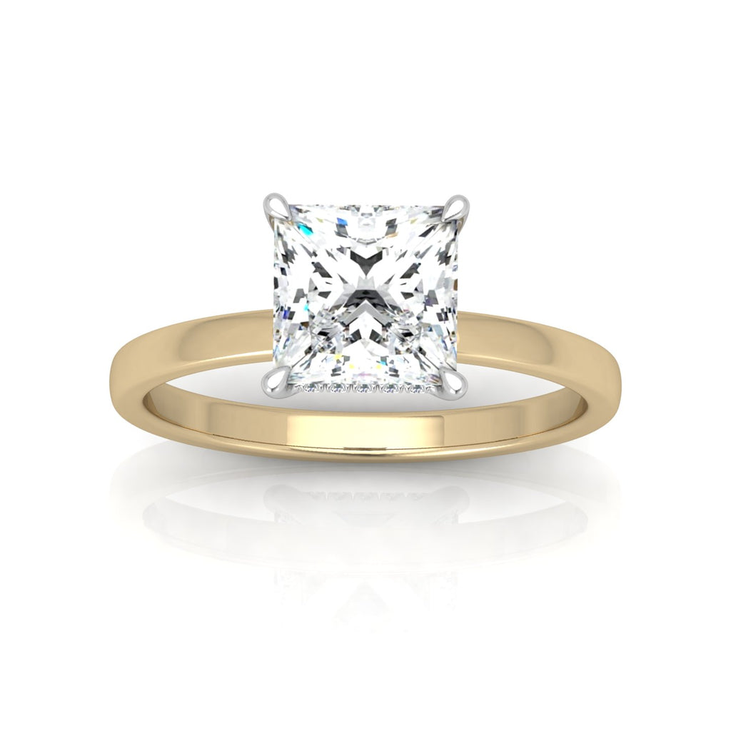 Classic Solitaire Hidden Halo Engagement Ring Princess