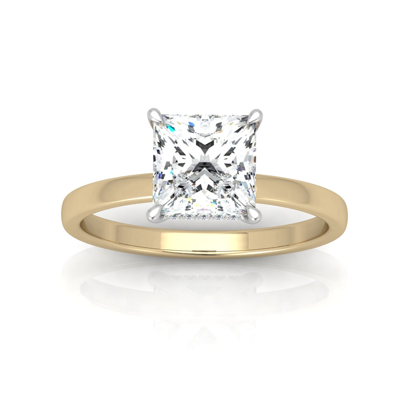 Classic Solitaire Hidden Halo Engagement Ring Princess