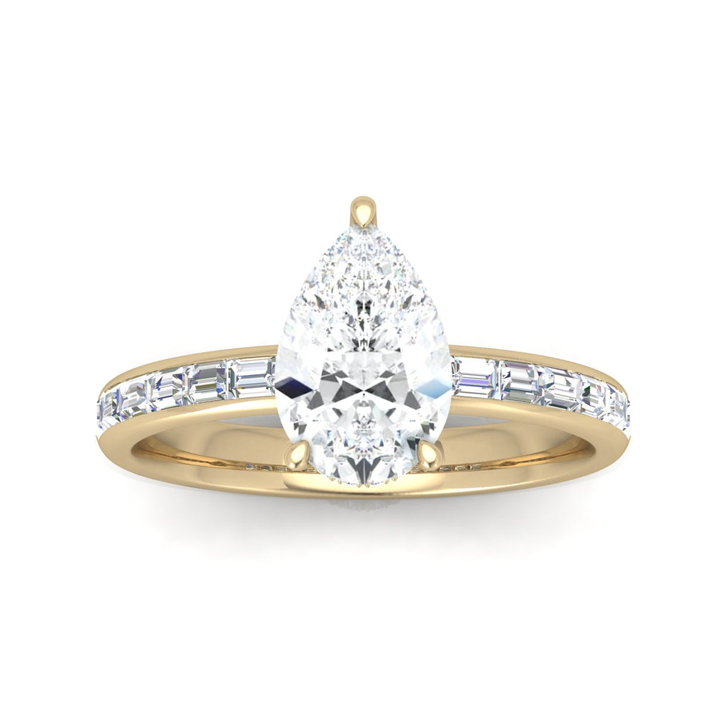 Classic Hidden Halo Channel Set Engagement Ring - Pear