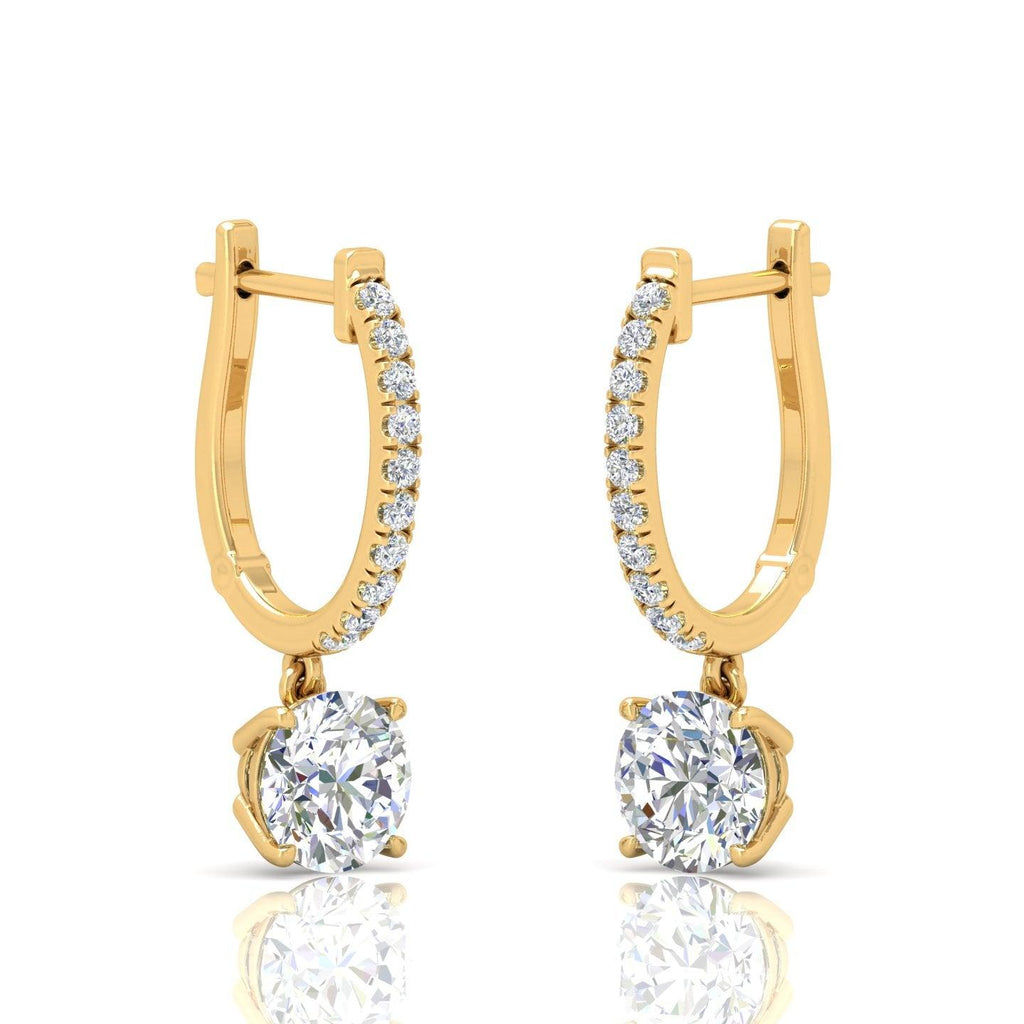 D/VS 2.50 Carat Round Diamond Dangle Drop Earrings In 18k White Gold - amadadiamons