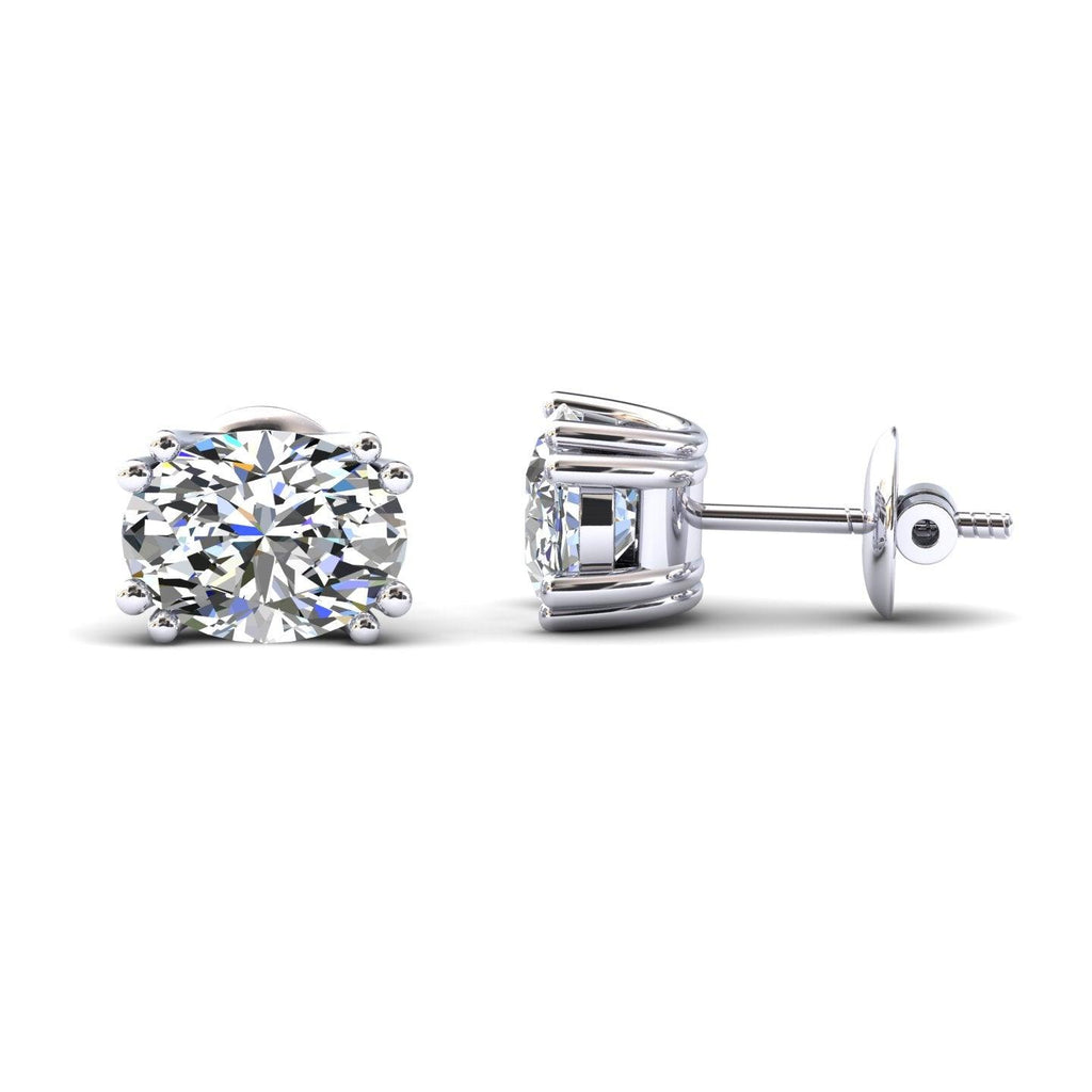 Certified F/VS 3.00Ct Oval Diamond Stud Earrings in 18k Gold / Platinum