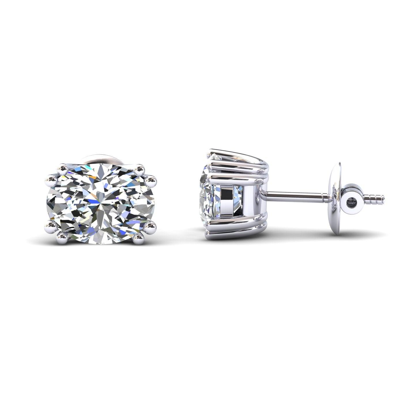 Certified F/VS 3.00Ct Oval Diamond Stud Earrings in 18k Gold / Platinum