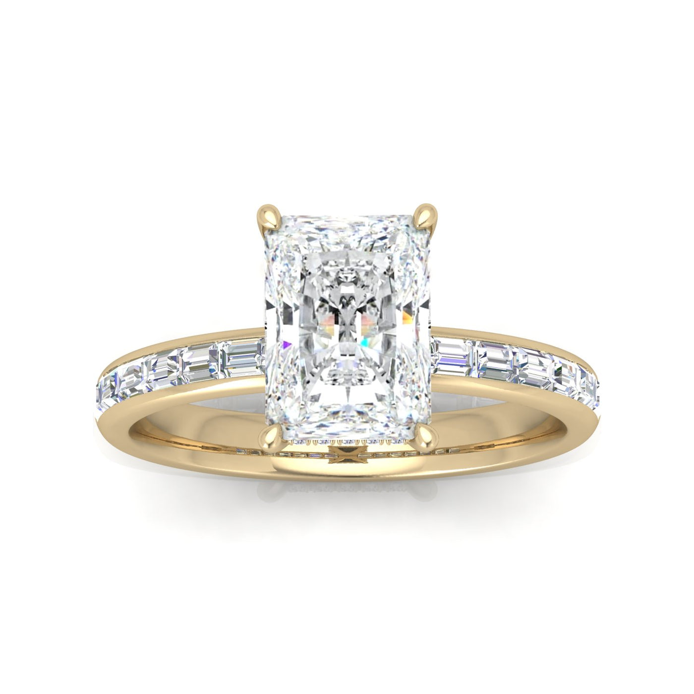 Classic Hidden Halo Channel Set Engagement Ring - Radiant