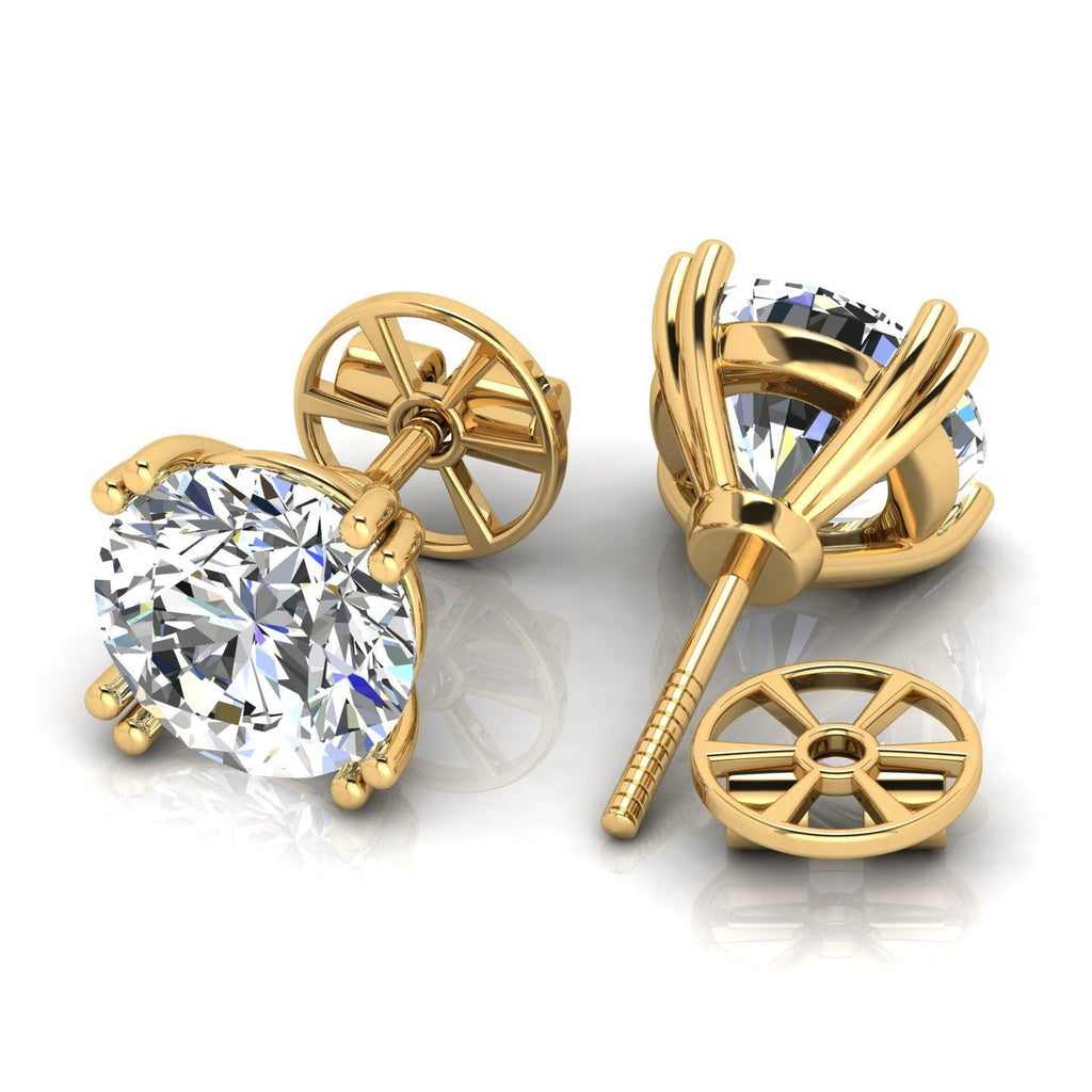 Certified D/VS 2.00Ct Double Prong Round Diamond Stud Earrings in 18k Gold / Platinum