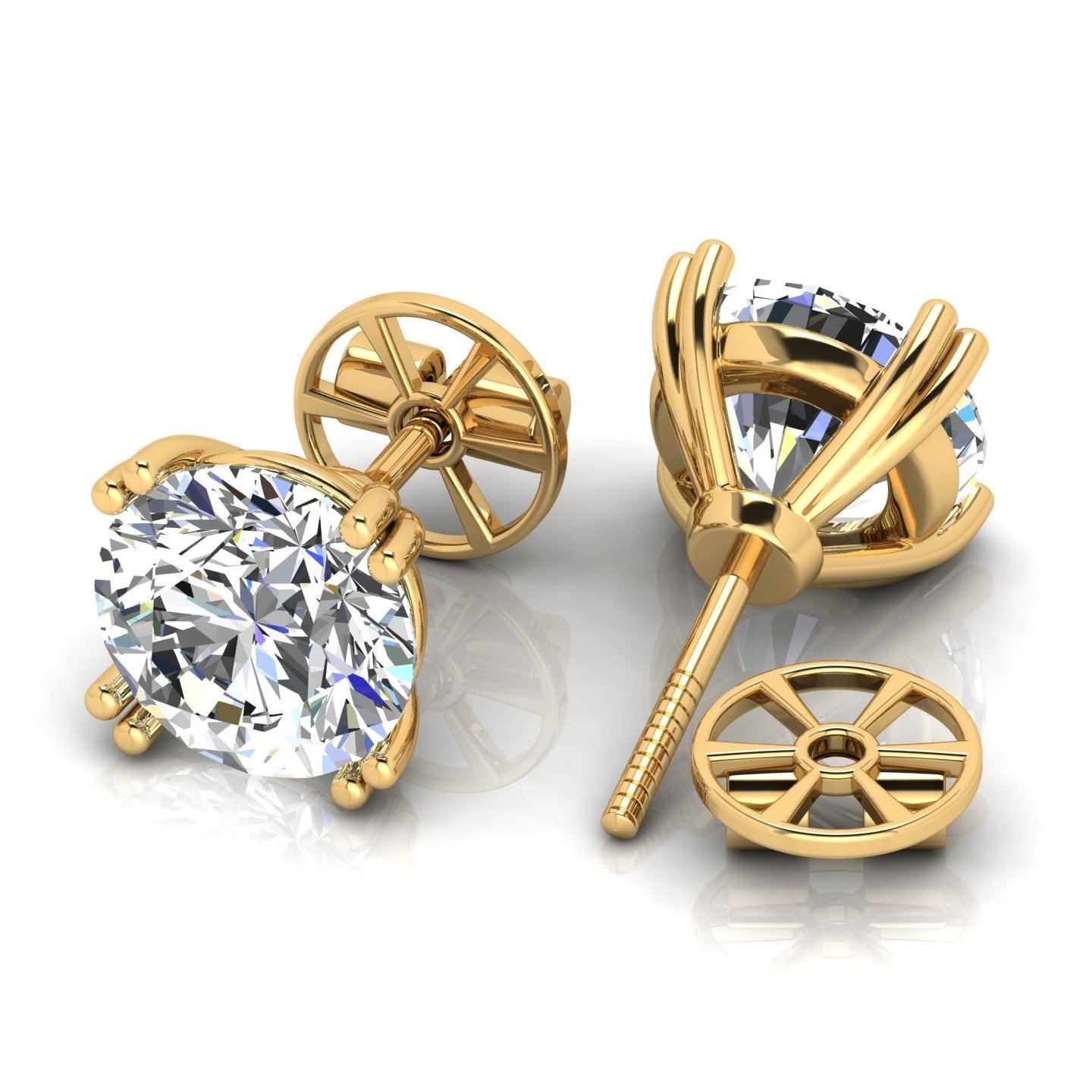 Certified D/VS 2.00Ct Double Prong Round Diamond Stud Earrings in 18k Gold / Platinum