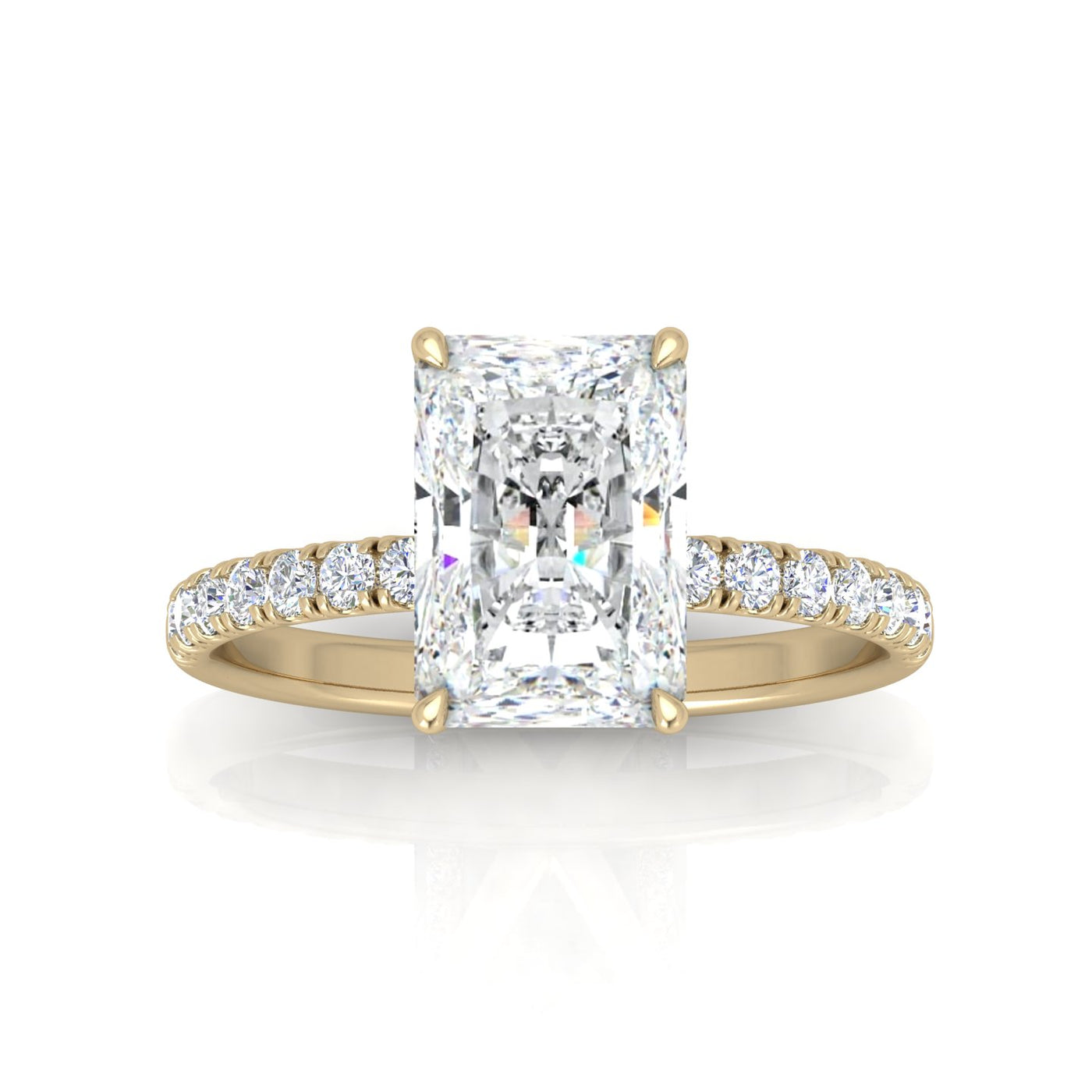 Classic Hidden Halo Pave Set Engagement Ring - Radiant