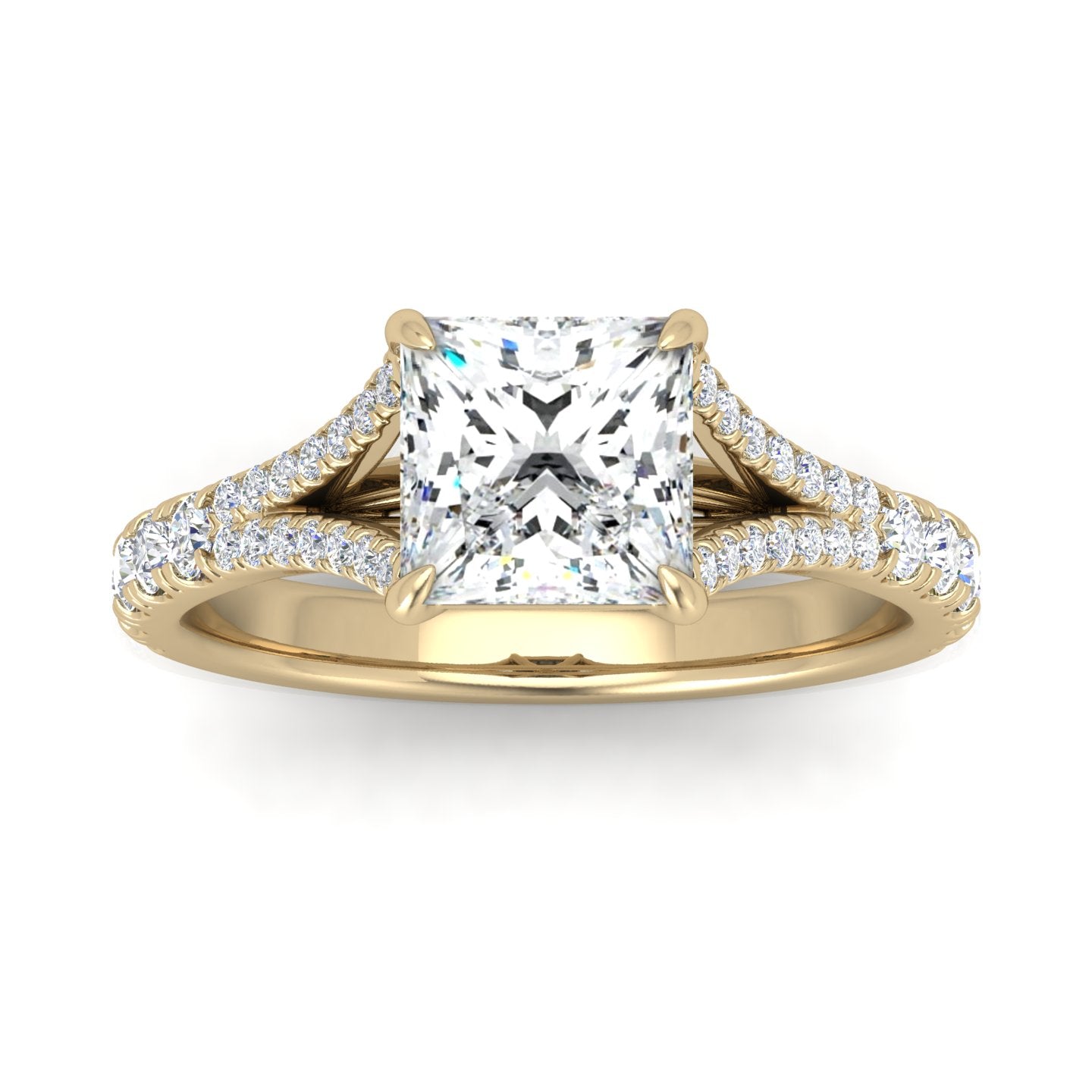 Julie Princess Diamond Split Shank Engagement Ring