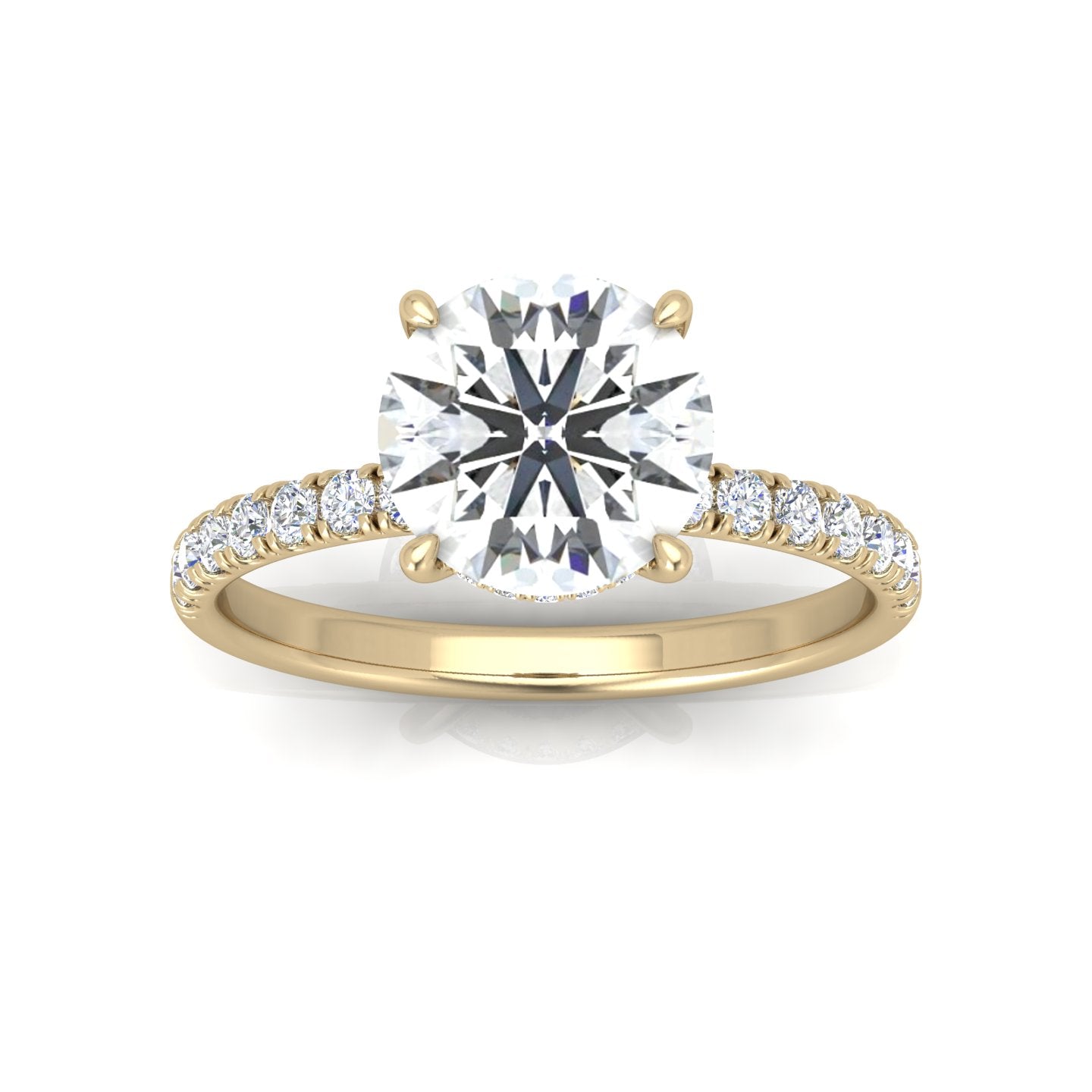 Classic Hidden Halo Pave Set Engagement Ring - Round