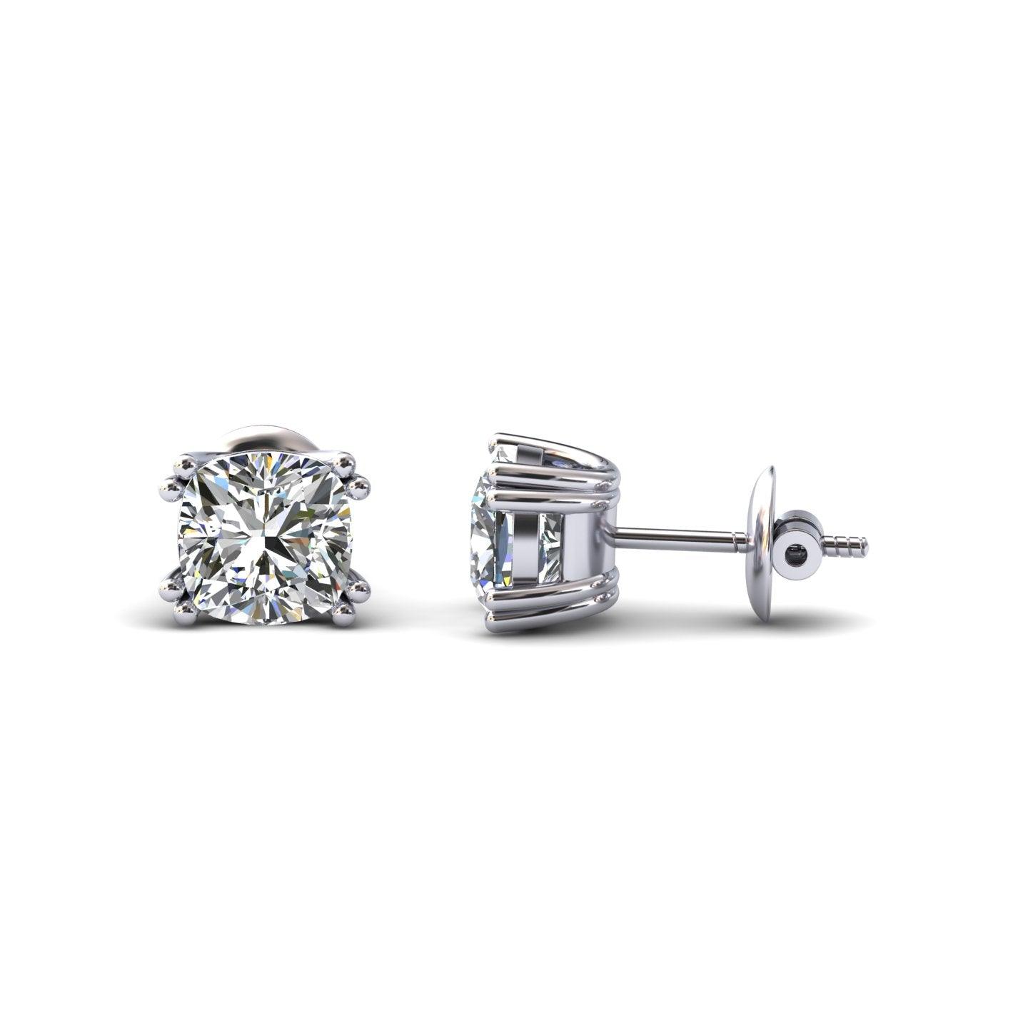 Certified F/VS 2.00Ct Cushion Diamond Stud Earrings in 18k Gold / Platinum