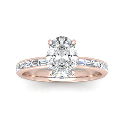 Classic Hidden Halo Channel Set Engagement Ring - Oval