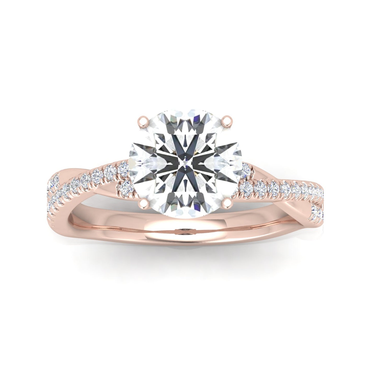 Vine Round Diamond Twisted Engagement Ring