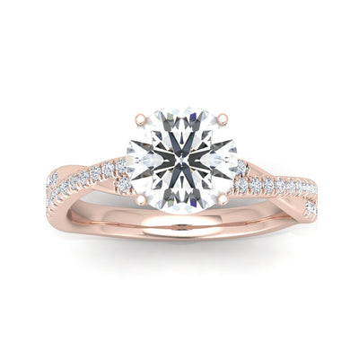 Vine Round Diamond Twisted Engagement Ring