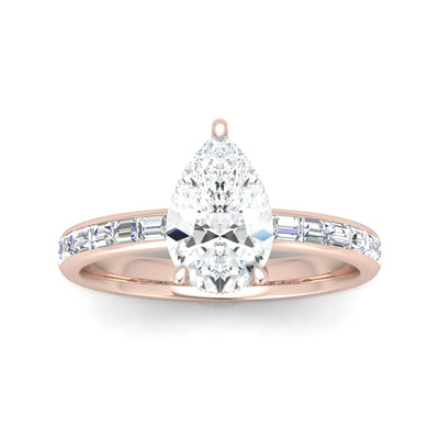 Classic Hidden Halo Channel Set Engagement Ring - Pear