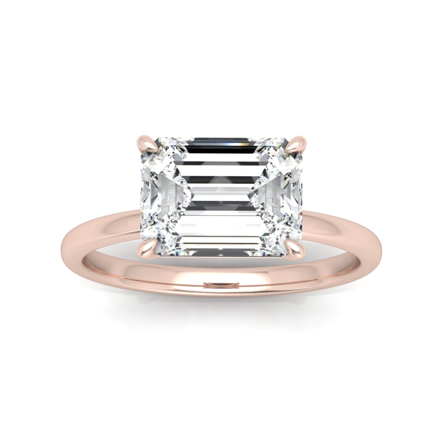 Classic East-West Solitaire Engagement Ring - Emerald