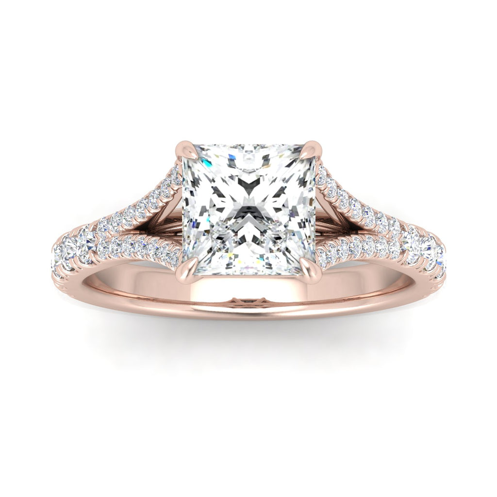Julie Princess Diamond Split Shank Engagement Ring