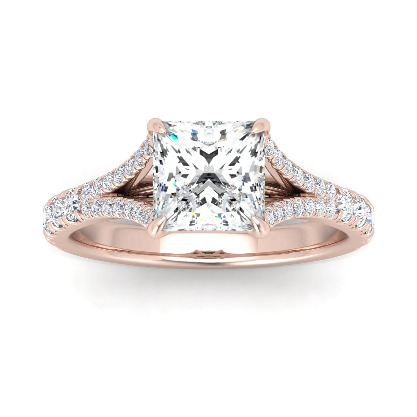 Julie Princess Diamond Split Shank Engagement Ring