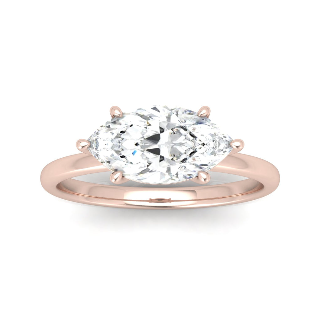 Classic East-West Solitaire Engagement Ring - Marquise