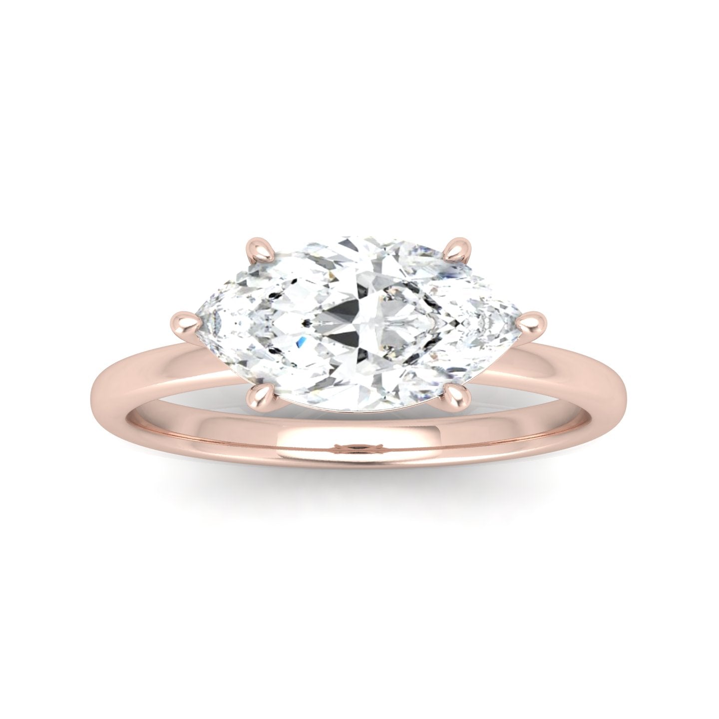 Classic East-West Solitaire Engagement Ring - Marquise