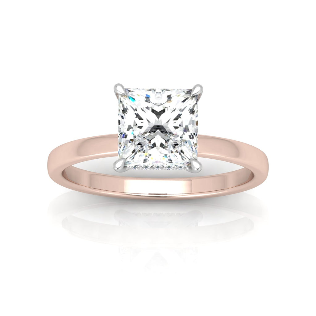 Classic Solitaire Hidden Halo Engagement Ring Princess