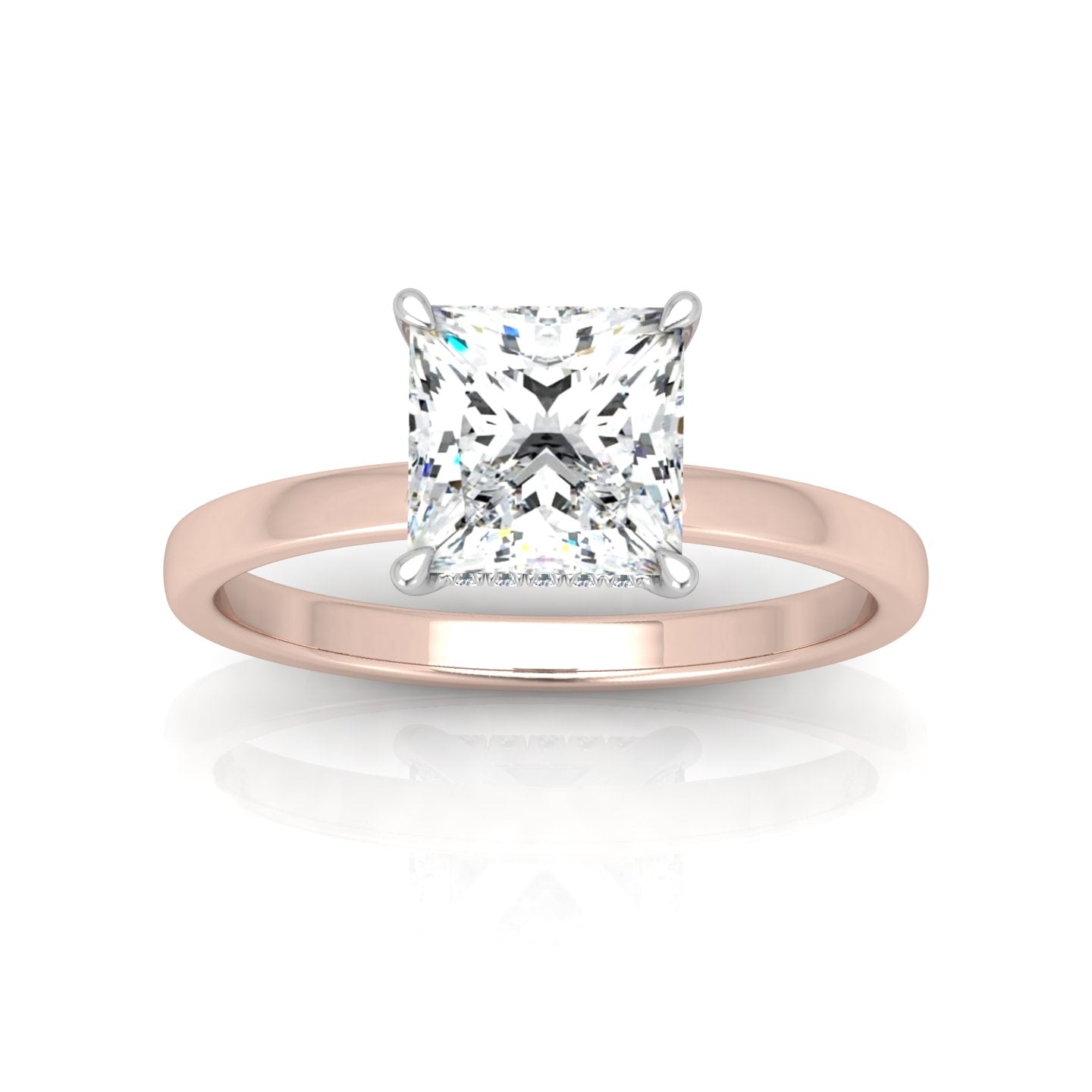Classic Solitaire Hidden Halo Engagement Ring Princess