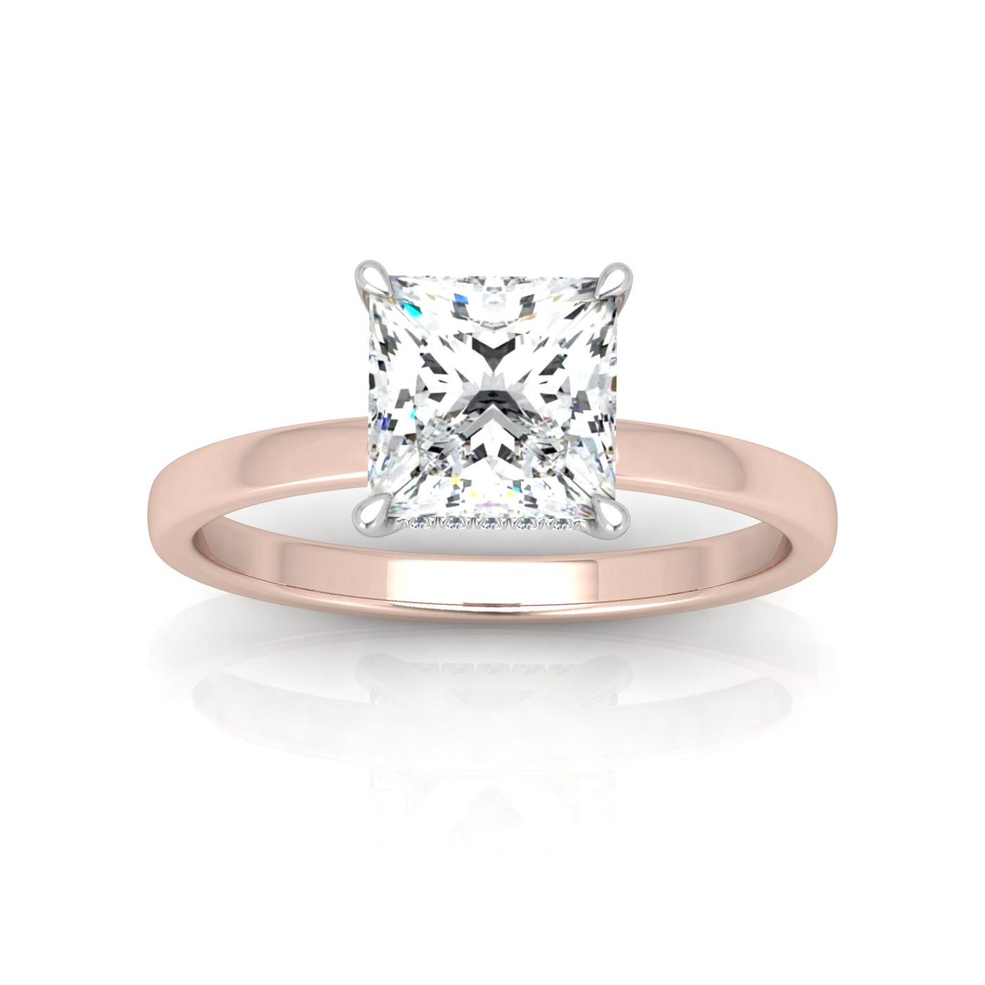 Classic Solitaire Hidden Halo Engagement Ring Princess