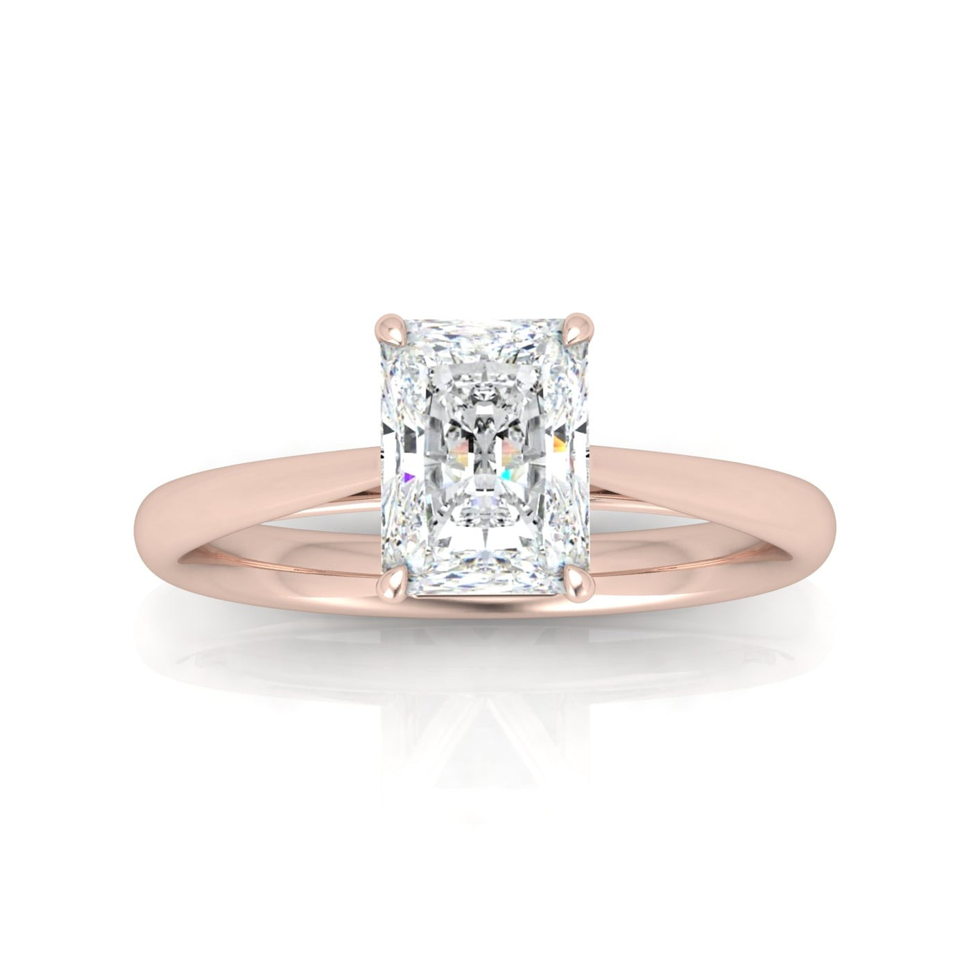 Radiant Diamond Cathedral Solitaire Ring