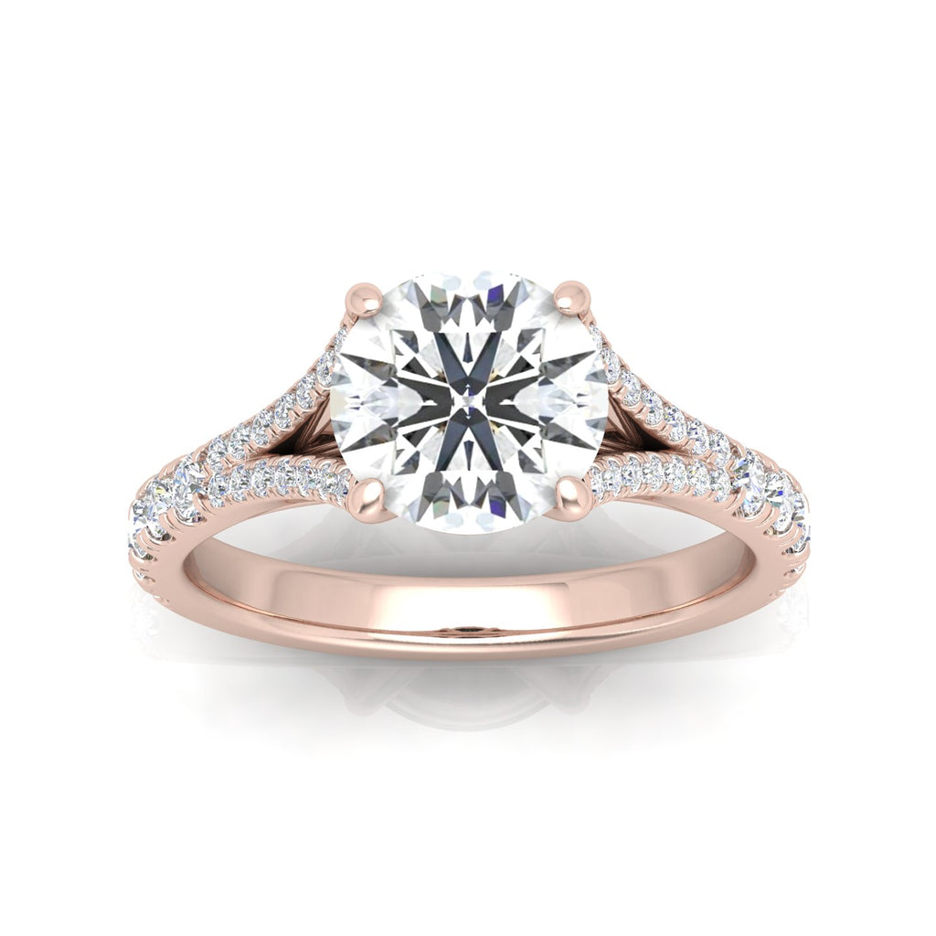 Julie Round Diamond Split Shank Engagement Ring