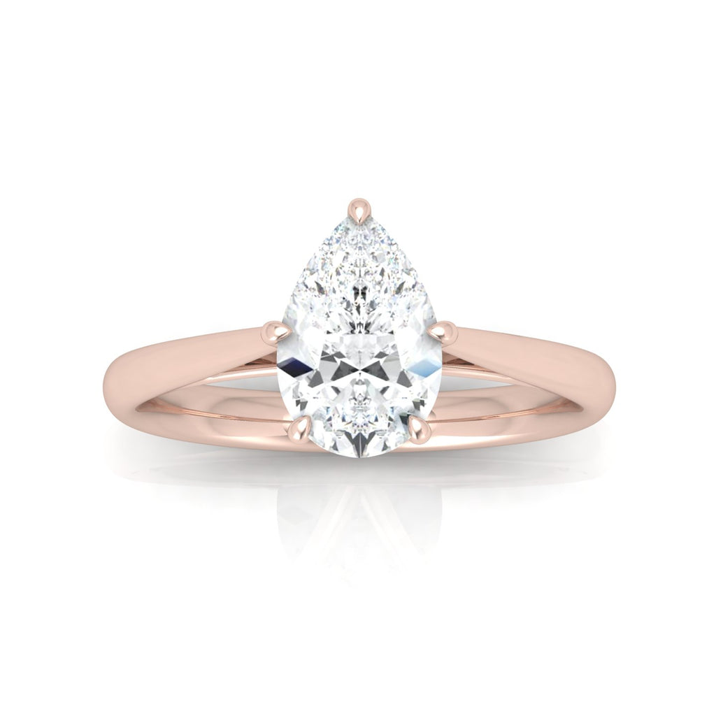 Pear Diamond Cathedral Solitaire Ring