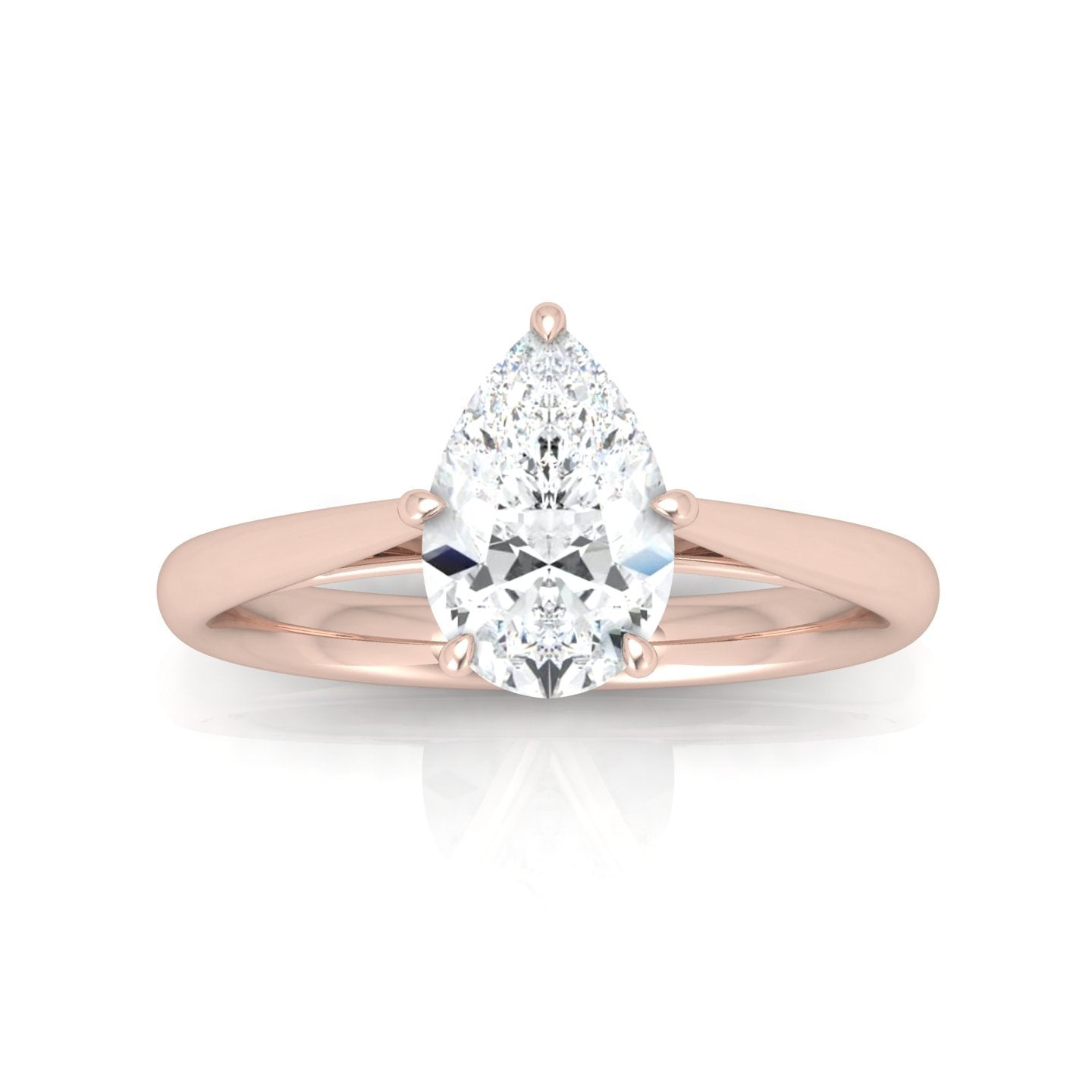 Pear Diamond Cathedral Solitaire Ring