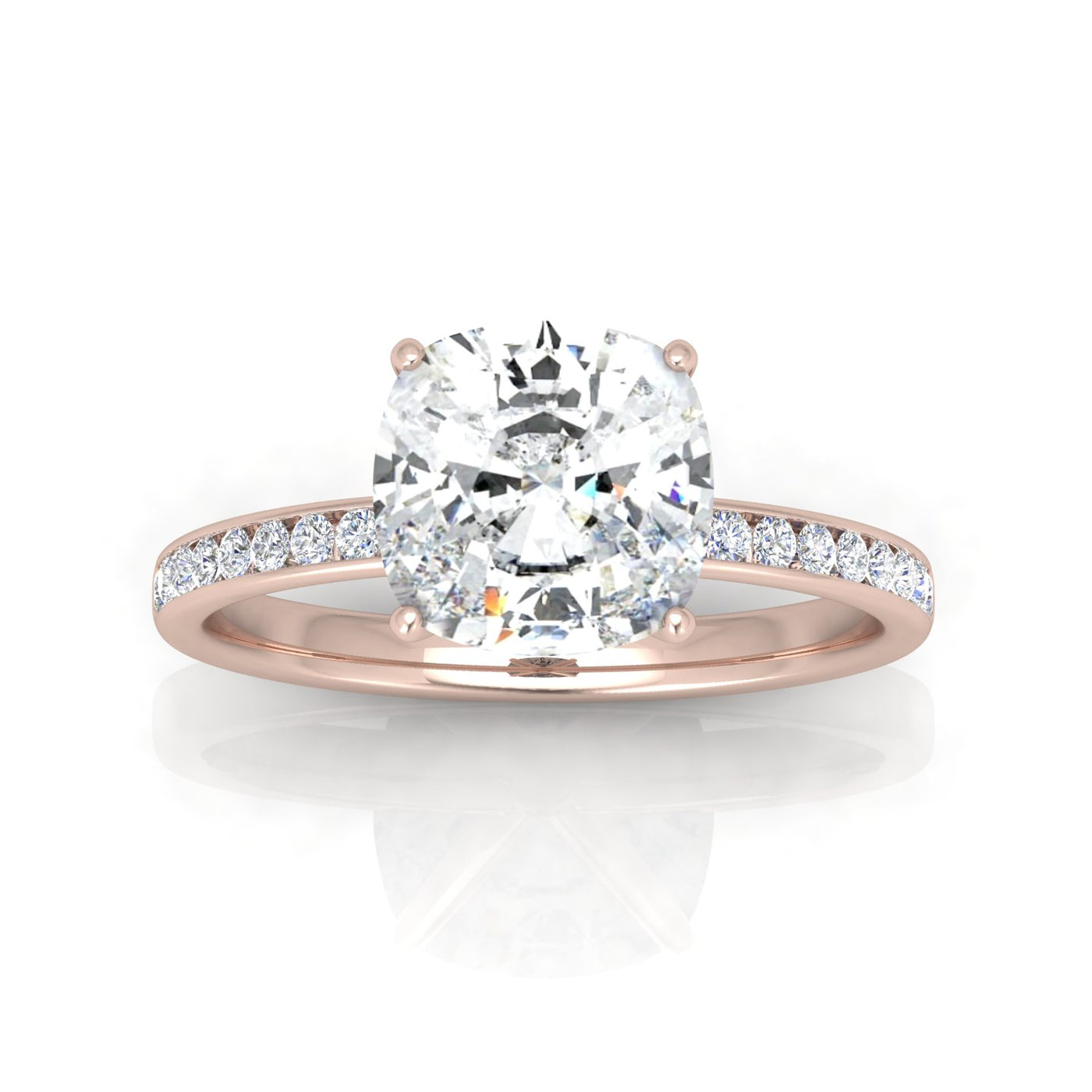 Channel Set Cushion Diamond Engagement Ring