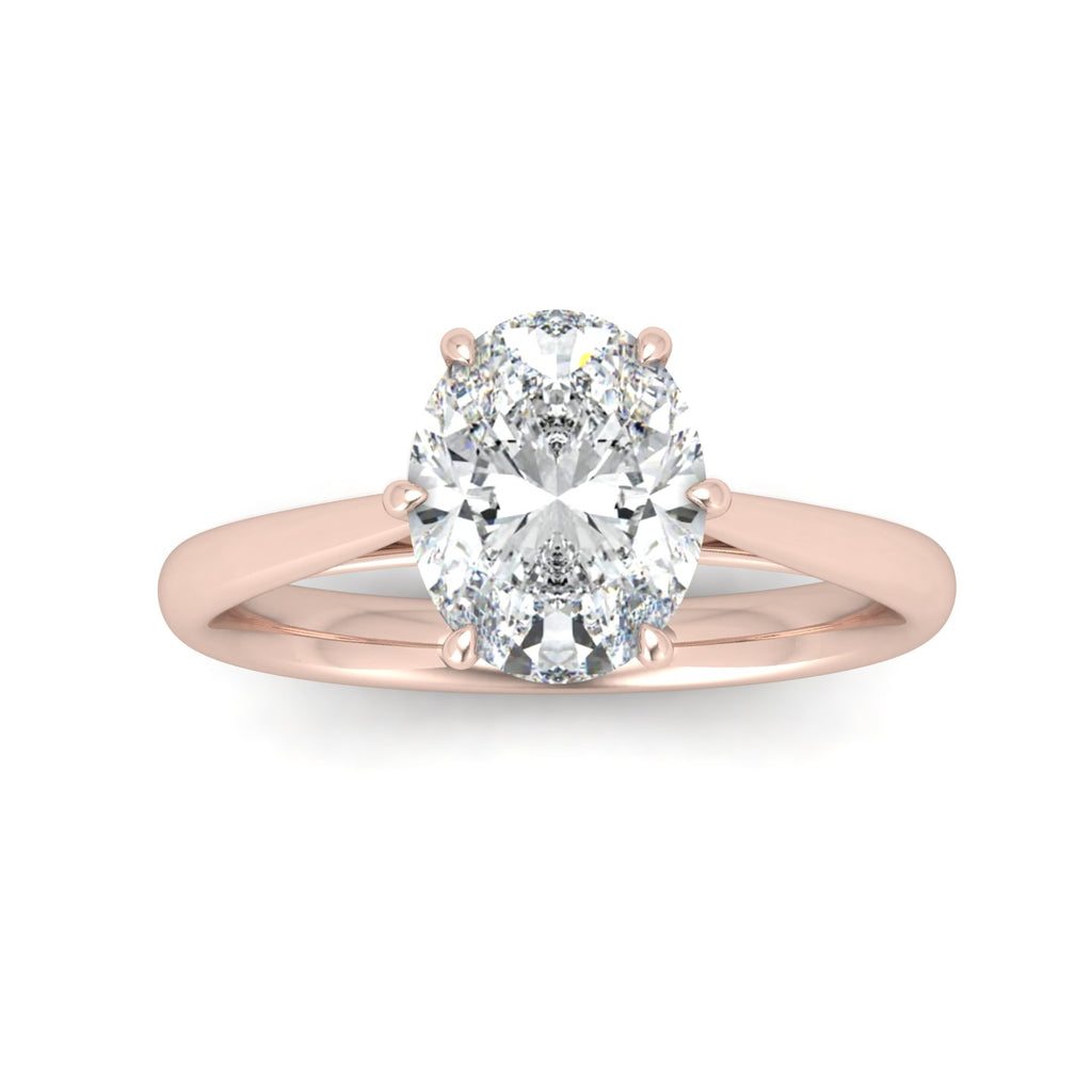 Oval Diamond Cathedral Solitaire Ring