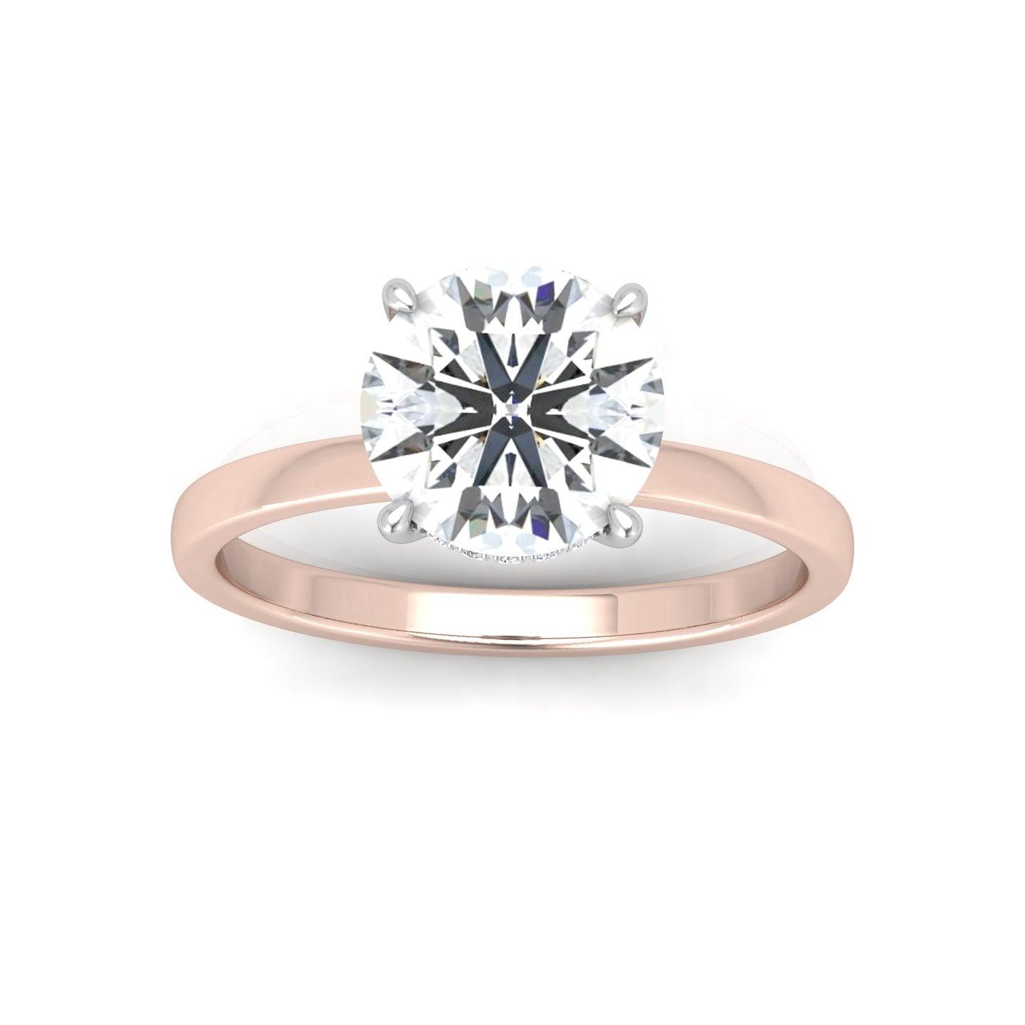 Classic Solitaire Hidden Halo Engagement Ring