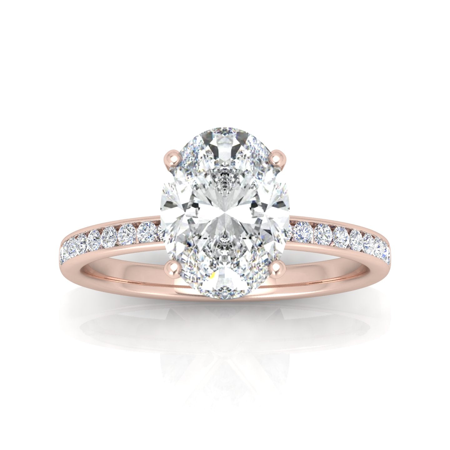 Channel Set Oval Diamond Engagement Ring