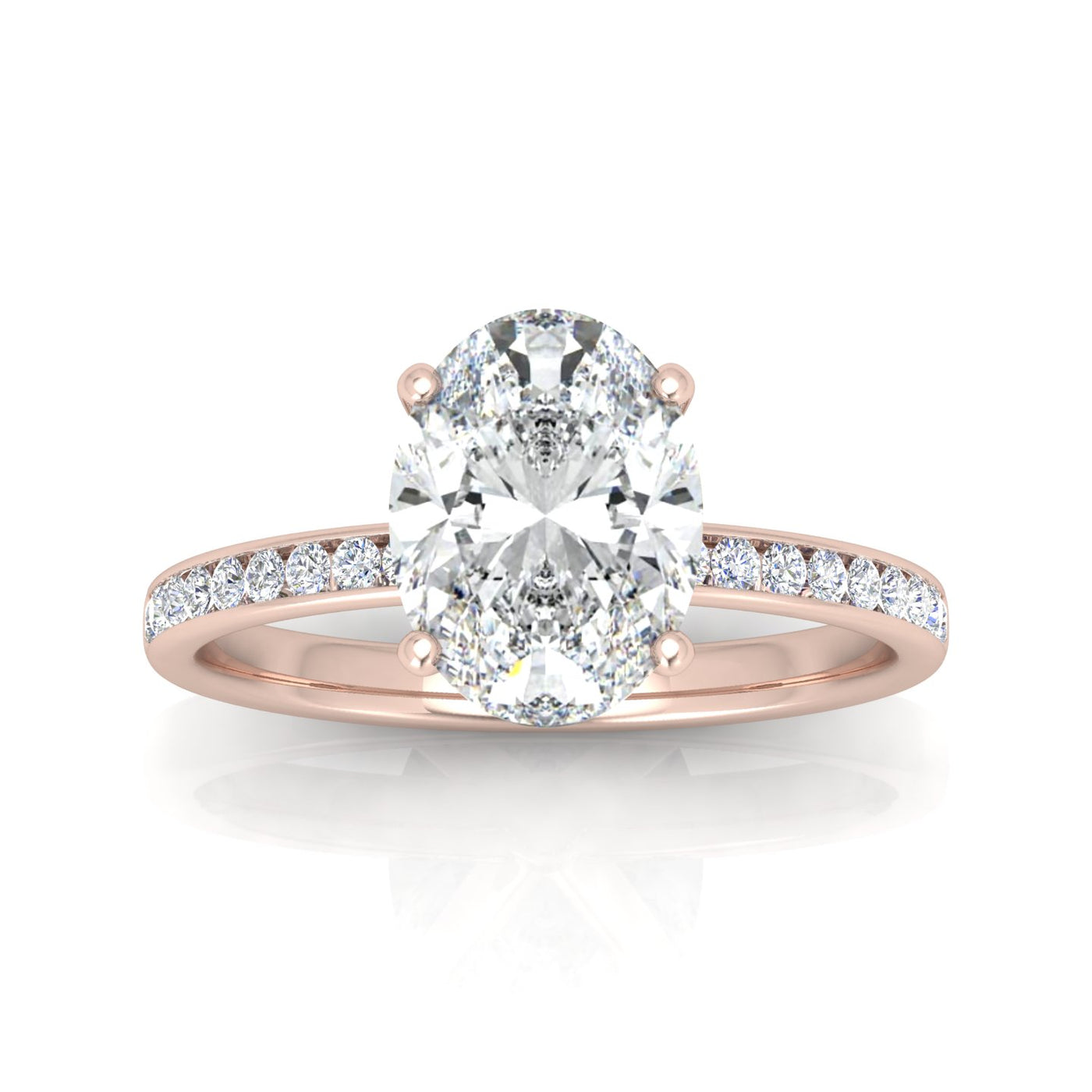 Channel Set Oval Diamond Engagement Ring