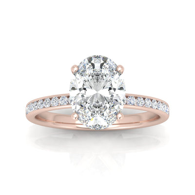 Channel Set Oval Diamond Engagement Ring